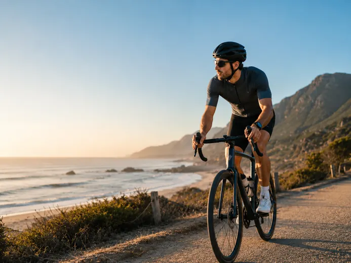Cyclist training outdoors